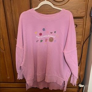 Aerie Down to Earth Crewneck Keep Moving Forward Distressed Collar